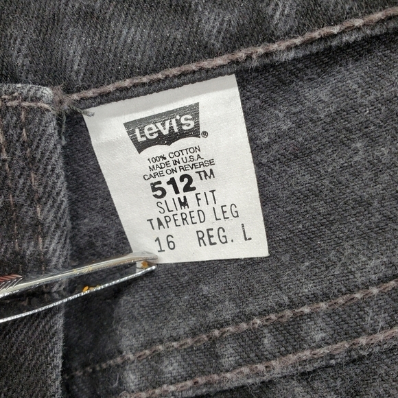 Vtg Levis 512 Black Denim Jeans Womens 16 R 32x32.5 Hi Rise Slim Fit Tapered USA - Picture 2 of 12